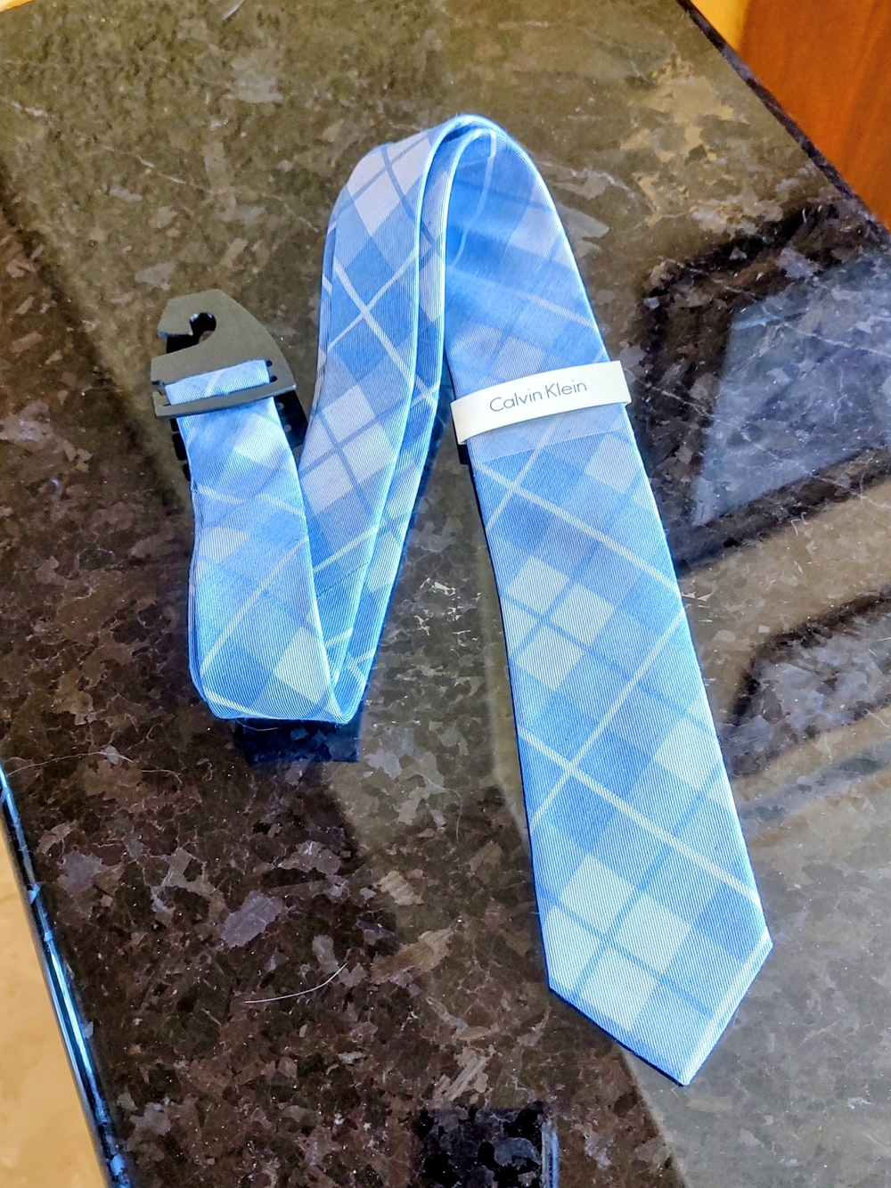 Calvin Klein Men's Light Blue Plaid Tie